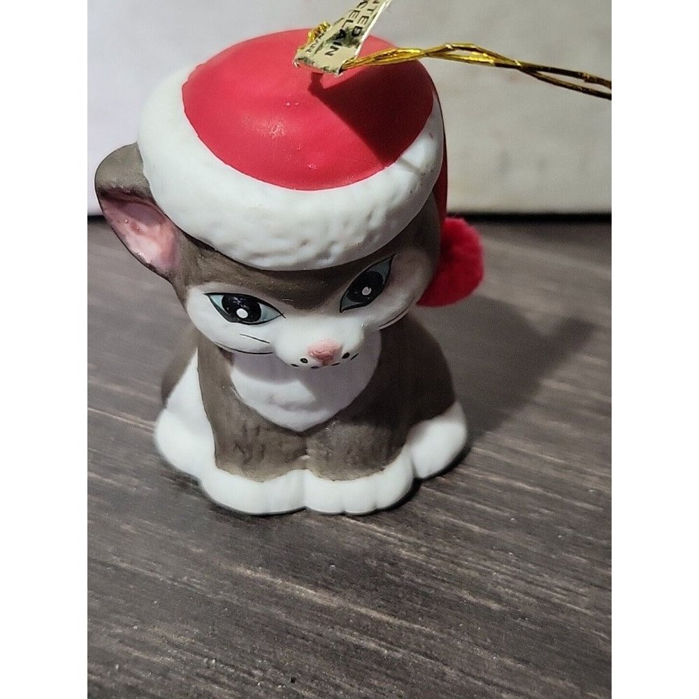 Jasco Lil Chimers Christmas Ornament Kitty Porcelain Bell 2.5" Taiwan NOS Vtg